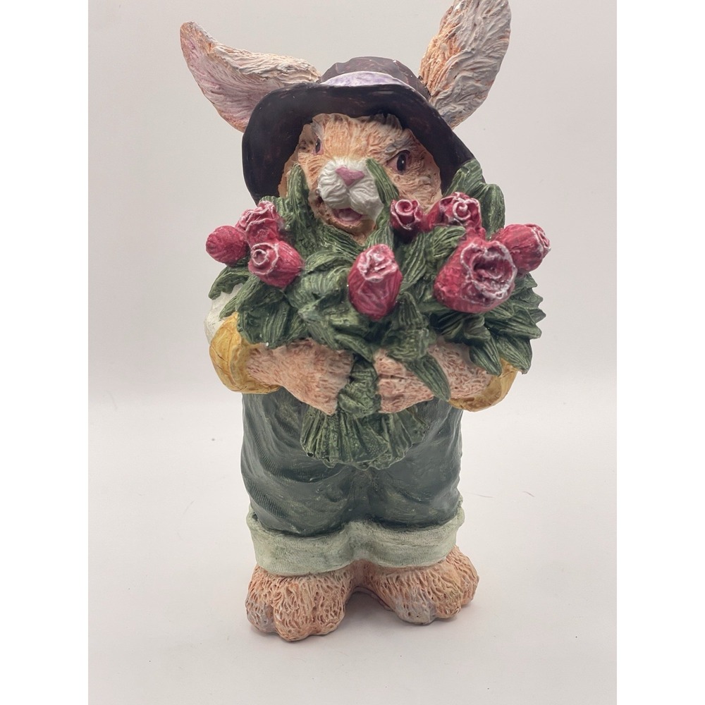 Easter‎ Rabbit Bunny With Flowers Figurine
